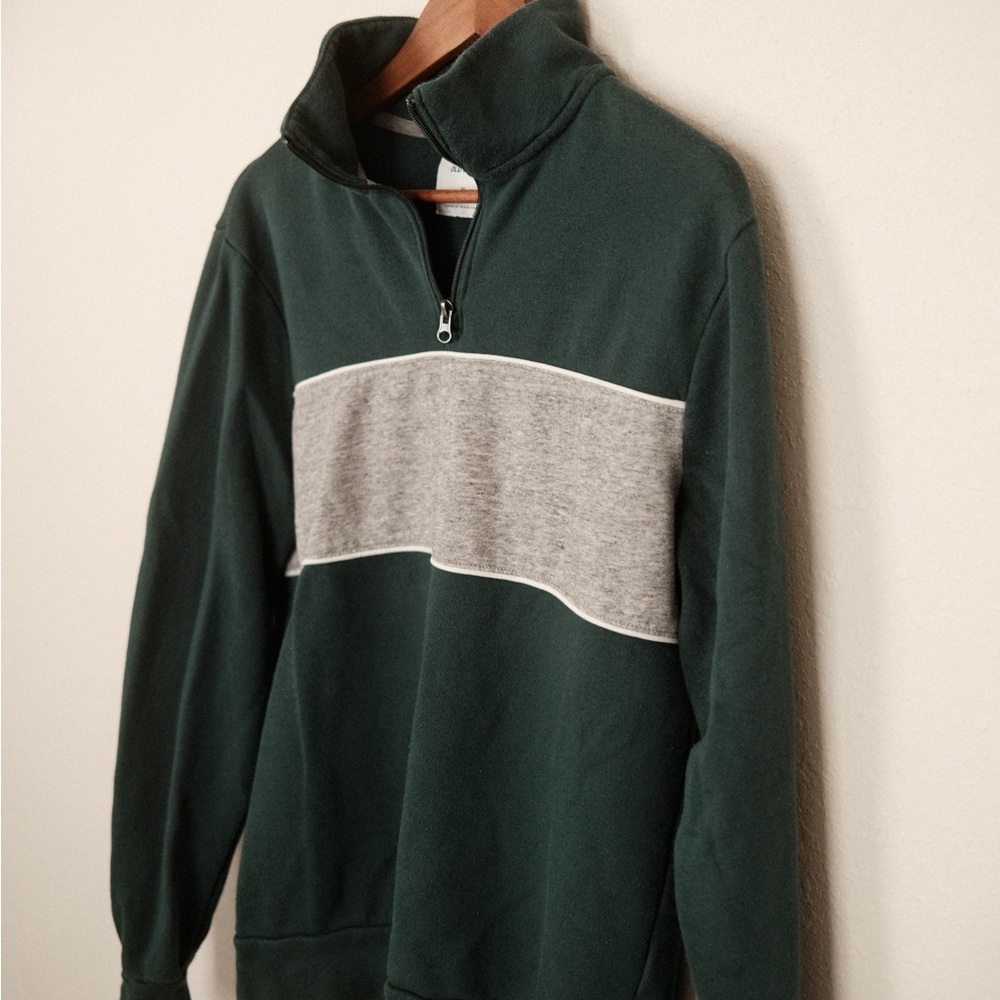 Old Navy Color Blocked Quarter Zip Sweatshirt in Emerald